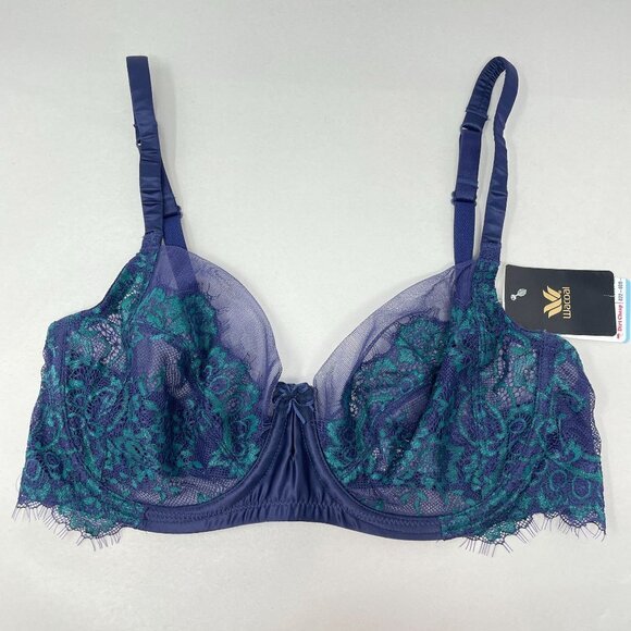 Wacoal Center Stage Underwire Bra Size 34C Blue Lace 855323 - Picture 1 of 10